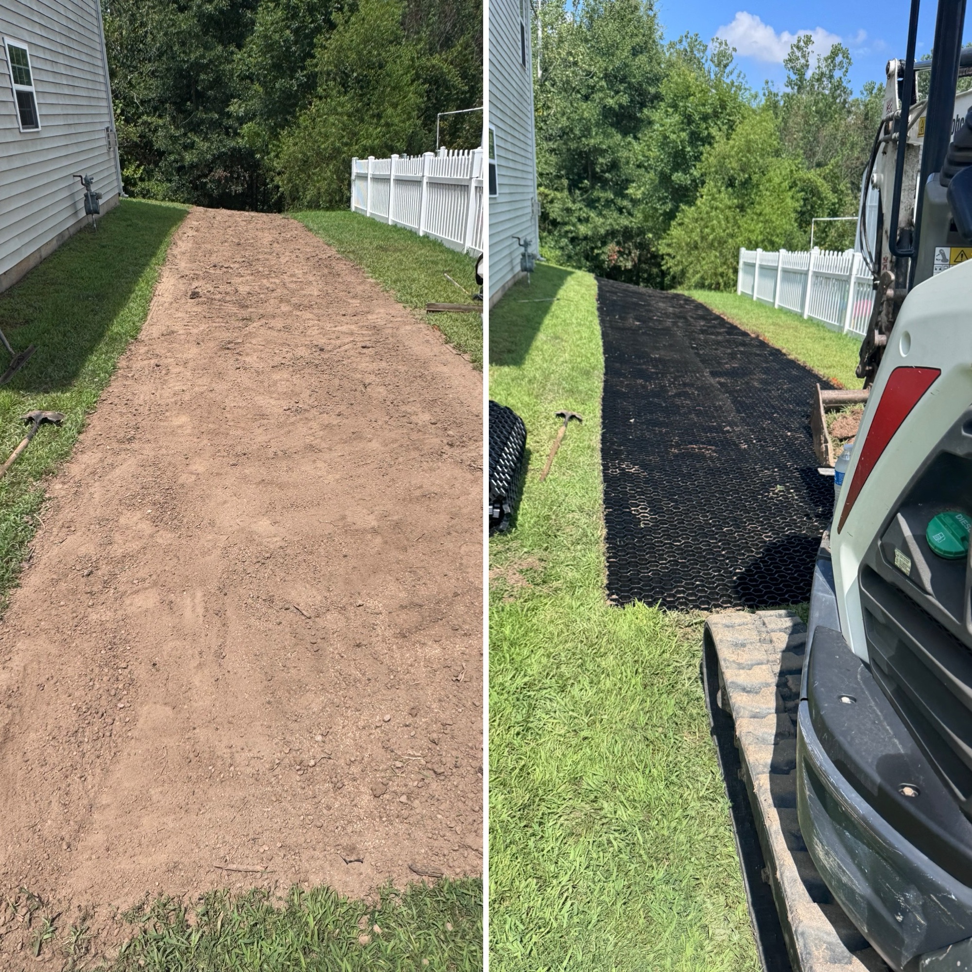 Grass pavers before and after